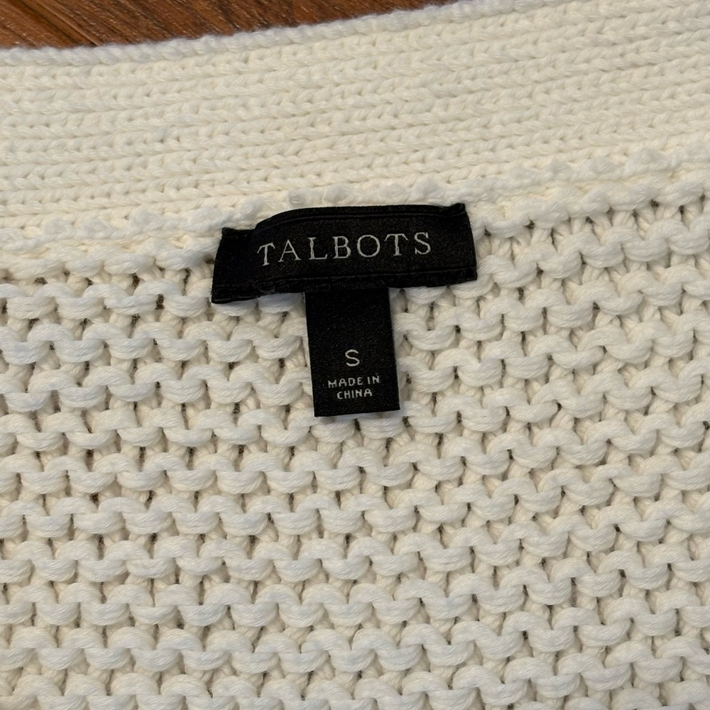 Talbots Ivory Chunky Knit Button-Up Cardigan Coastal Grandma Sweater Size Small. - Picture 4 of 8
